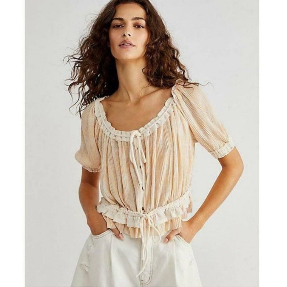 Women's Cream Ruffle Blouse